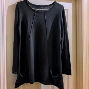 Rich Moss Green Tunic Sweater with Shark Bite Hem